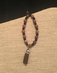 Brown and black bead with brown tassel bracelet //257